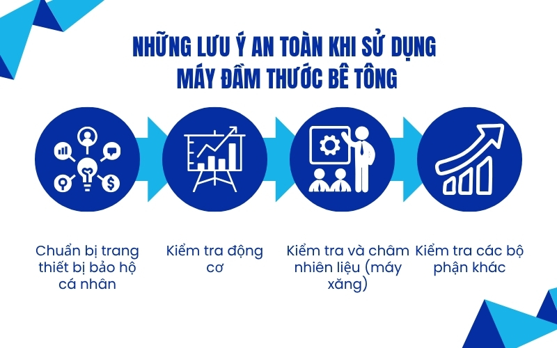 Những lưu ý an toàn khi sử dụng máy đầm thước bê tông