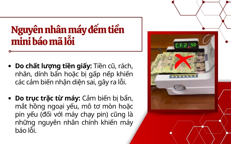Nguyên nhân máy đếm tiền mini báo mã lỗi