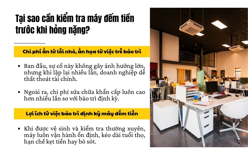 Tại sao cần kiểm tra máy đếm tiền trước khi hỏng nặng?
