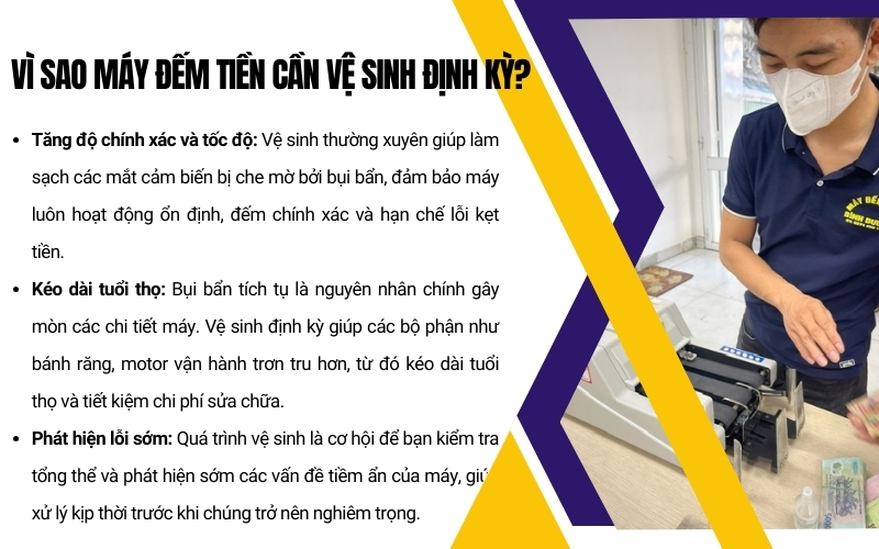 Vì sao máy đếm tiền cần vệ sinh định kỳ?