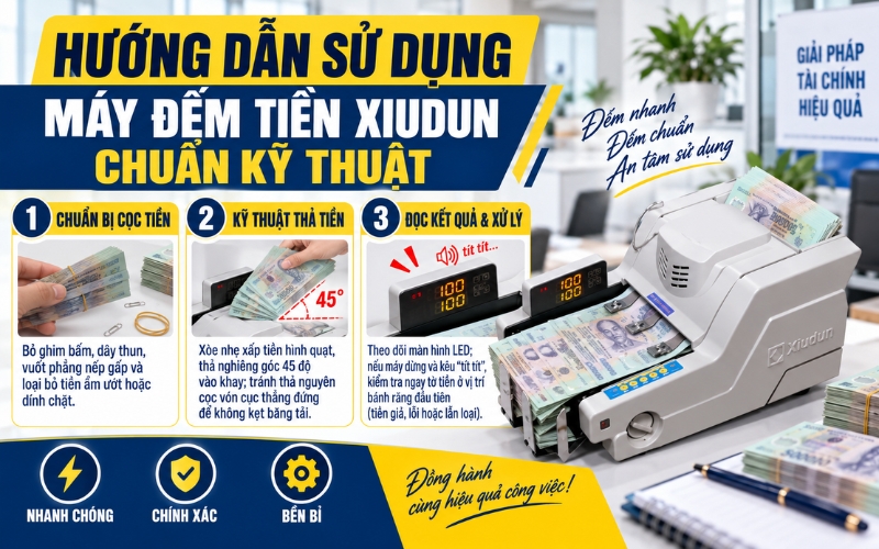 Hướng dẫn sử dụng máy đếm tiền Xiudun đúng kỹ thuật