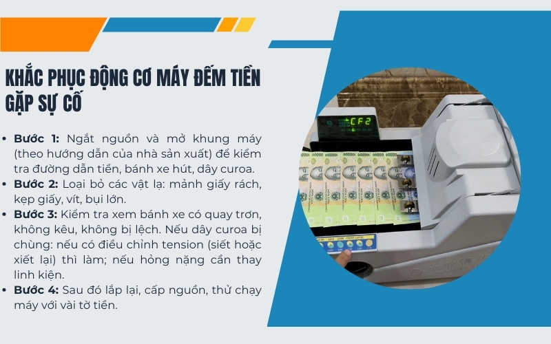 Khắc phục động cơ máy đếm tiền gặp sự cố