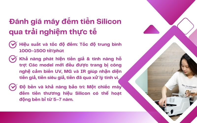 Đánh giá máy đếm tiền Silicon qua trải nghiệm thực tế