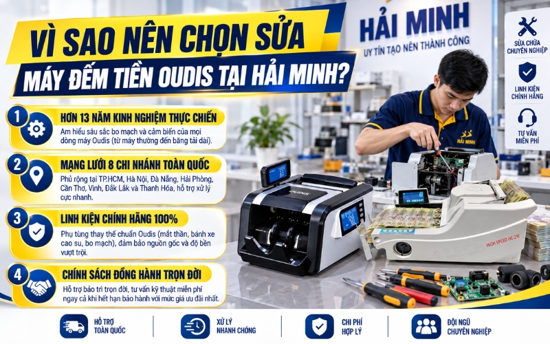 Vì sao nên chọn dịch vụ sửa chữa máy đếm tiền Oudis tại Hải Minh?