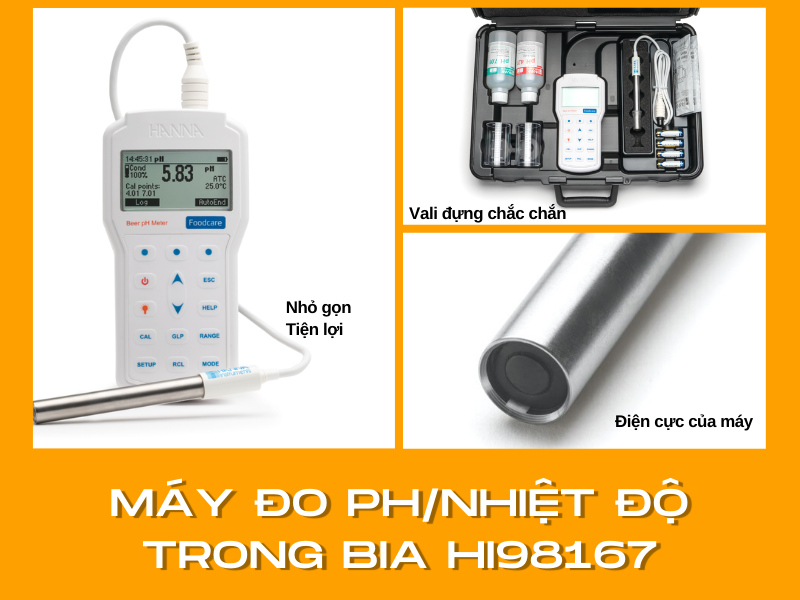 Máy đo pH Nhiệt Độ Trong Bia HI98167