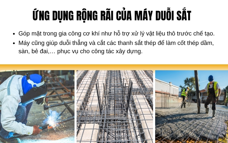 Ứng dụng rộng rãi của máy duỗi sắt trong xây dựng - cơ khí hiện đại