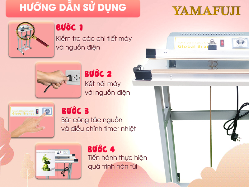 Cách vận hành máy ép miệng túi dập chân