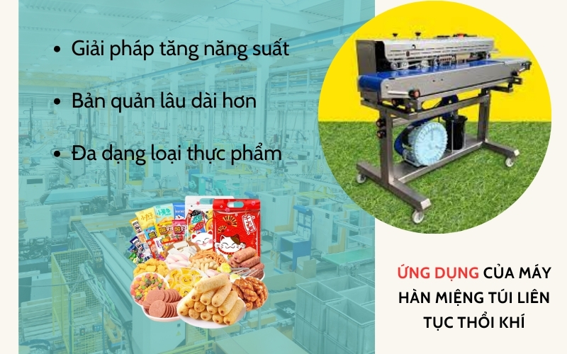 Ứng dụng của máy hàn miệng túi liên tục thổi khí