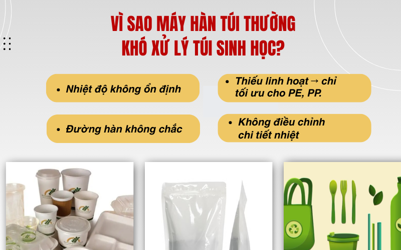 Tại sao các máy hàn túi thông thường khác khó xử lý túi sinh học?