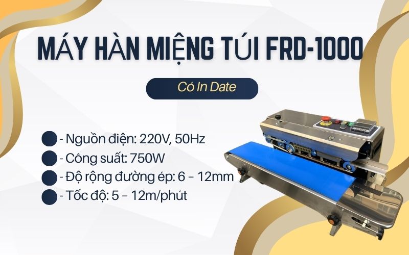 Máy Hàn Miệng Túi Liên Tục Có In date FRD-1000