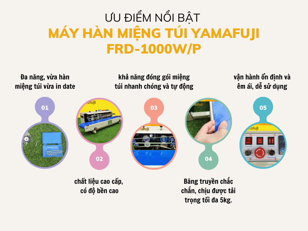 ưu điểm nổi bật của Máy hàn miệng túi Yamafuji FRD-1000WP (có in date bằng mực)