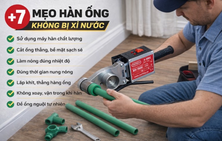 7+ mẹo hàn ống không bị xì nước với máy hàn ống nhựa