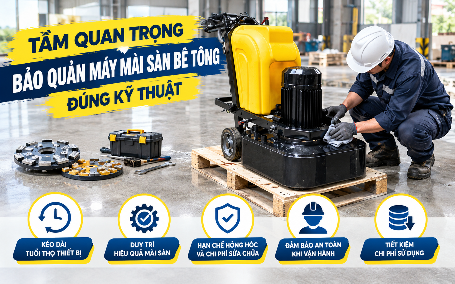 Tầm quan trọng bảo quản máy mài sàn đúng kỹ thuật