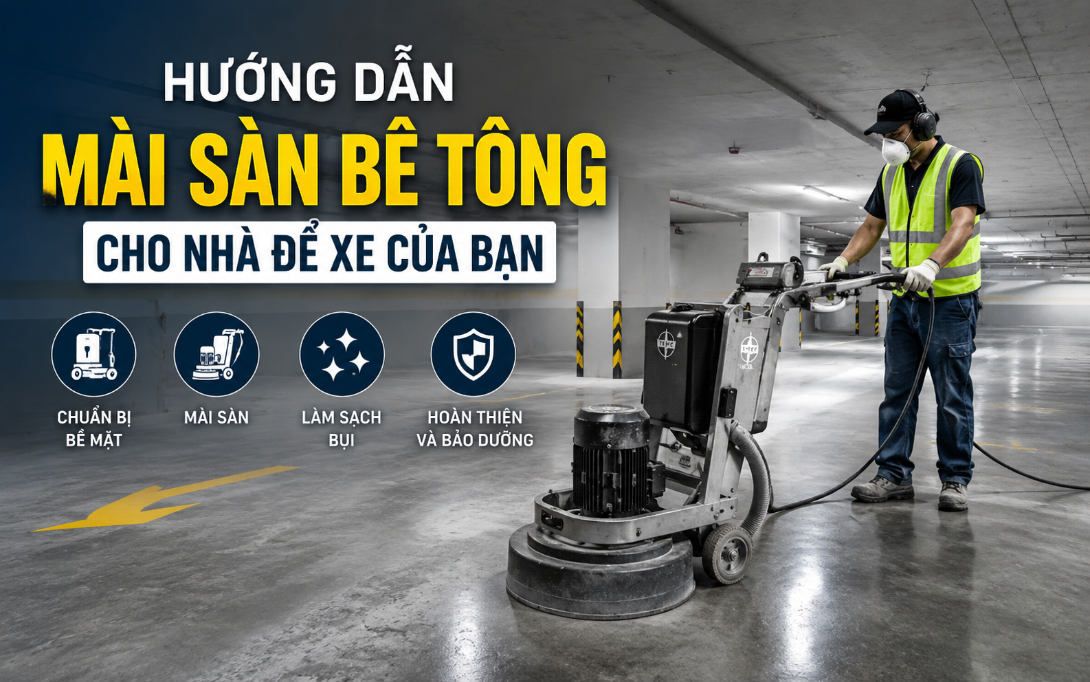 Hướng dẫn mài sàn bê tông cho nhà để xe của bạn.