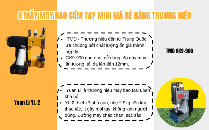 4 máy may bao cầm tay mini giá rẻ hàng thương hiệu