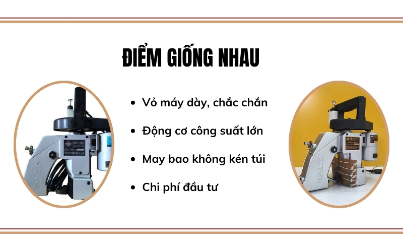 Điểm giống nhau giữa máy khâu bao N600H của Yaohan và Megatex