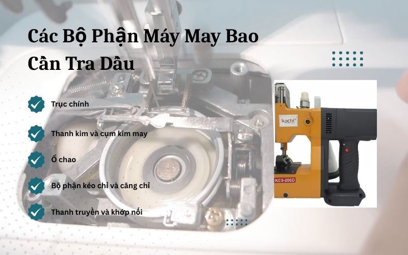Các bộ phận máy may bao cần tra dầu