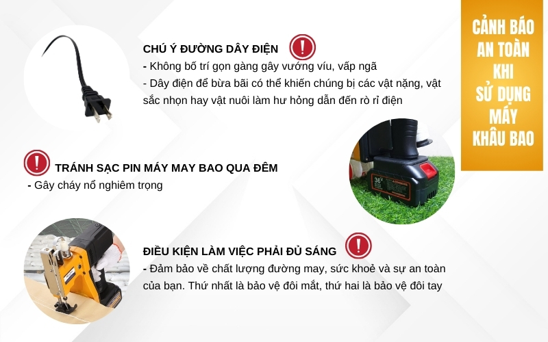 cảnh báo an toàn khi sử dụng máy khâu bao