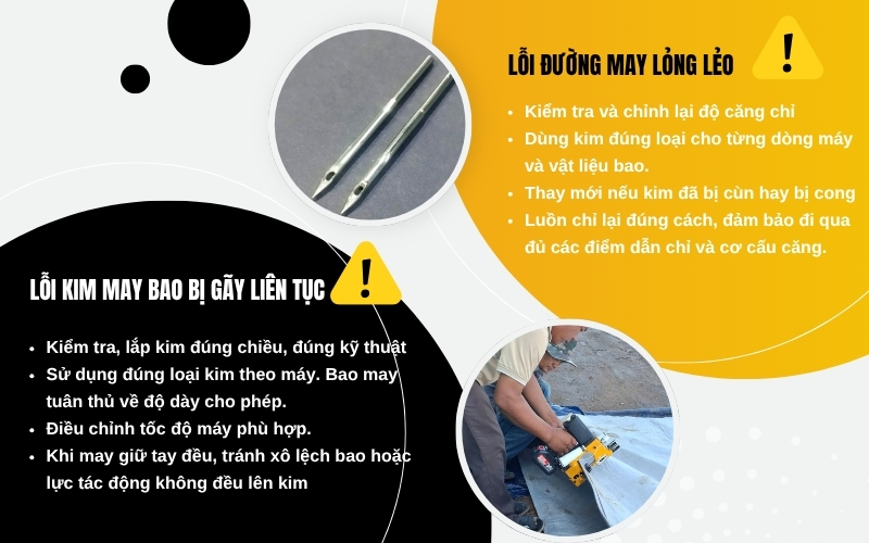lỗi thường gặp khi sử dụng máy may bao