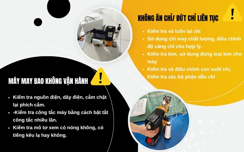 lỗi thường gặp khi sử dụng máy may bao
