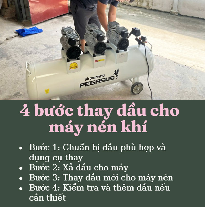4 bước cơ bản thay dầu máy nén khí