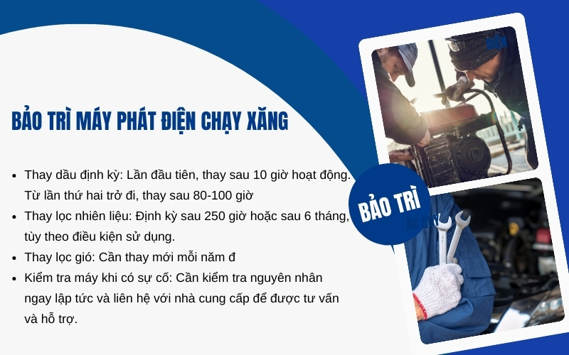 Bảo trì máy phát điện chạy xăng