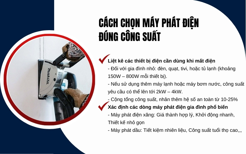 Cách chọn máy phát điện đúng công suất