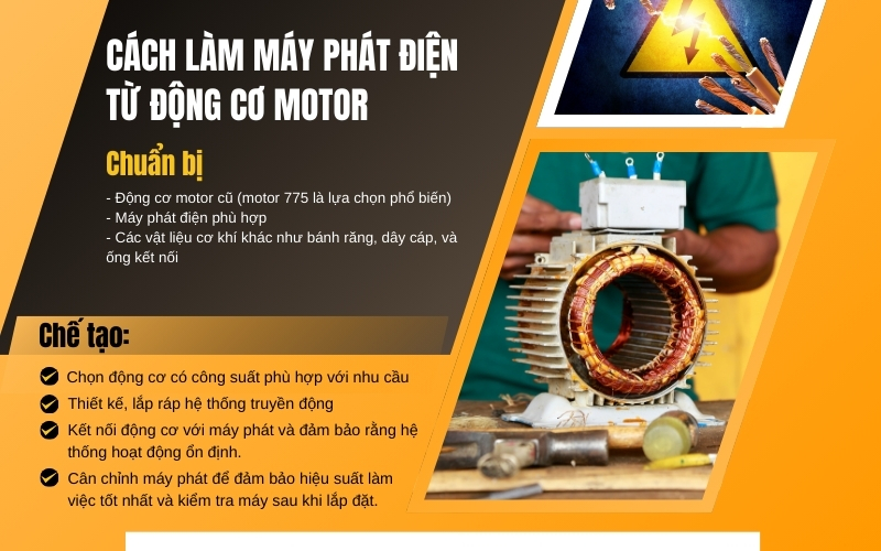 Cách làm máy phát điện từ động cơ motor