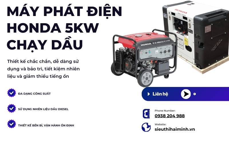 Đặc điểm máy phát điện Honda 5kW chạy dầu