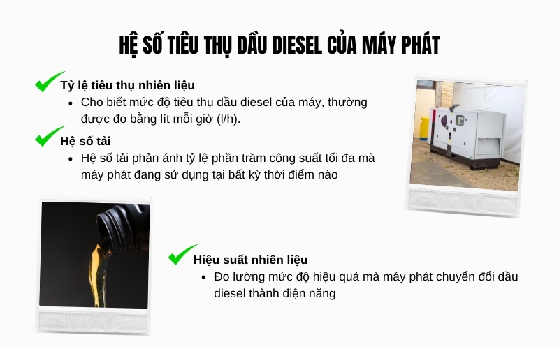 Hệ số tiêu thụ dầu Diesel của máy phát