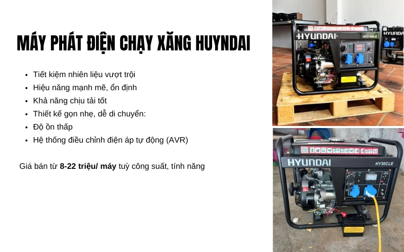 Máy phát điện chạy xăng Huyndai