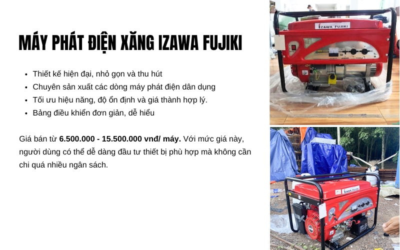 Máy phát điện chạy xăng Izawa Fujiki