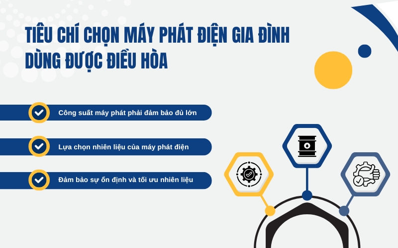 Tiêu chí chọn máy phát điện gia đình dùng được điều hòa