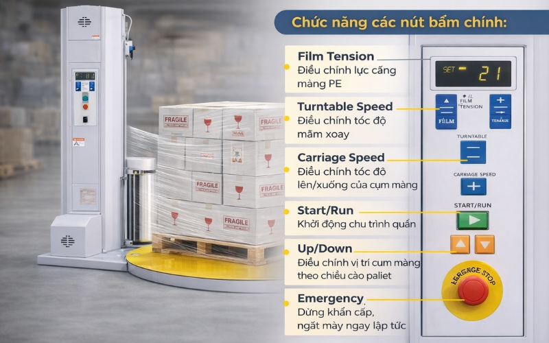 Chức năng của các nút bấm trên bảng điều khiển