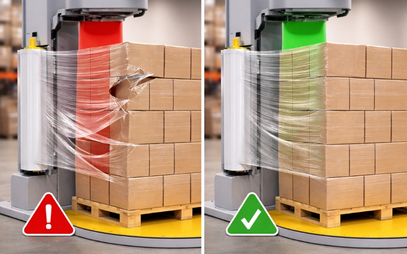 Điều chỉnh lực kéo giãn màng không phù hợp