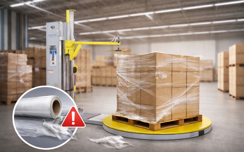 Dùng màng pe kém chất lượng hoặc sai loại màng quấn