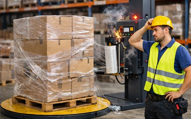 Máy quấn màng pallet phát ra tiếng ồn bất thường