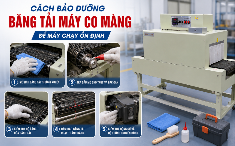Cách bảo dưỡng băng tải máy co màng để máy chạy ổn định