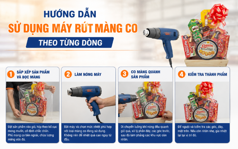 Cách sử dụng máy co màng cầm tay