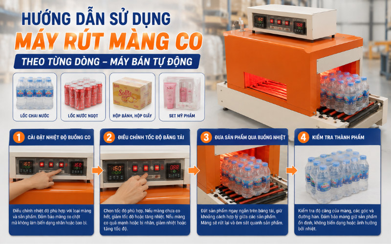 Cách sử dụng máy rút màng co bán tự động