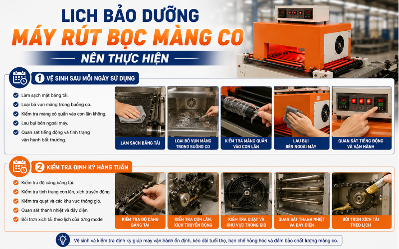  Lịch bảo dưỡng máy rút bọc màng co nên thực hiện