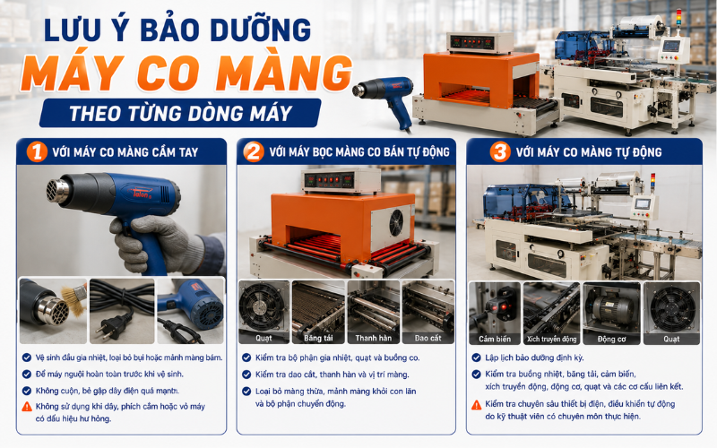 Lưu ý bảo dưỡng máy bọc màng co theo từng dòng máy