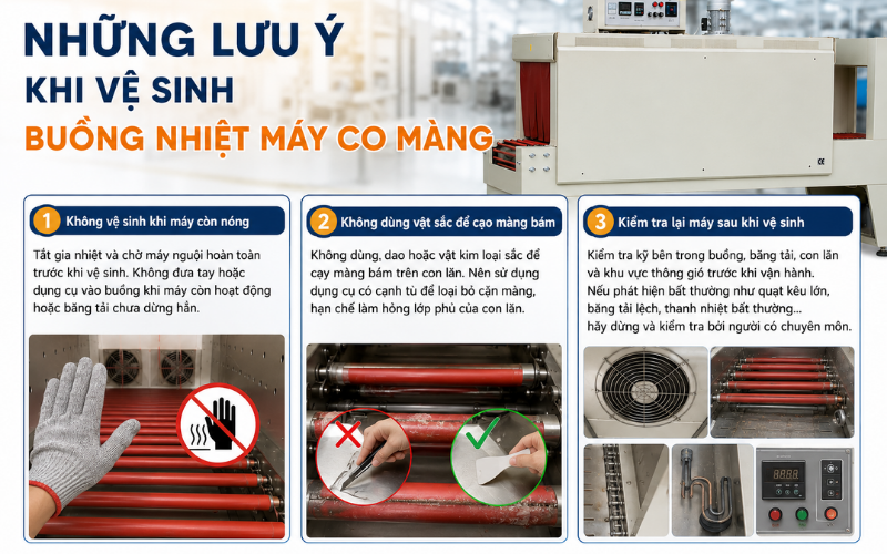 Những lưu ý khi vệ sinh buồng nhiệt máy co màng