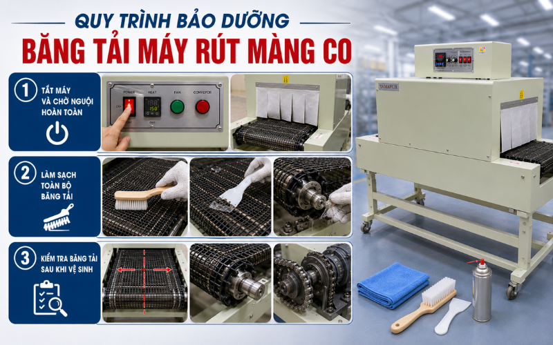 Quy trình bảo dưỡng băng tải máy rút màng co
