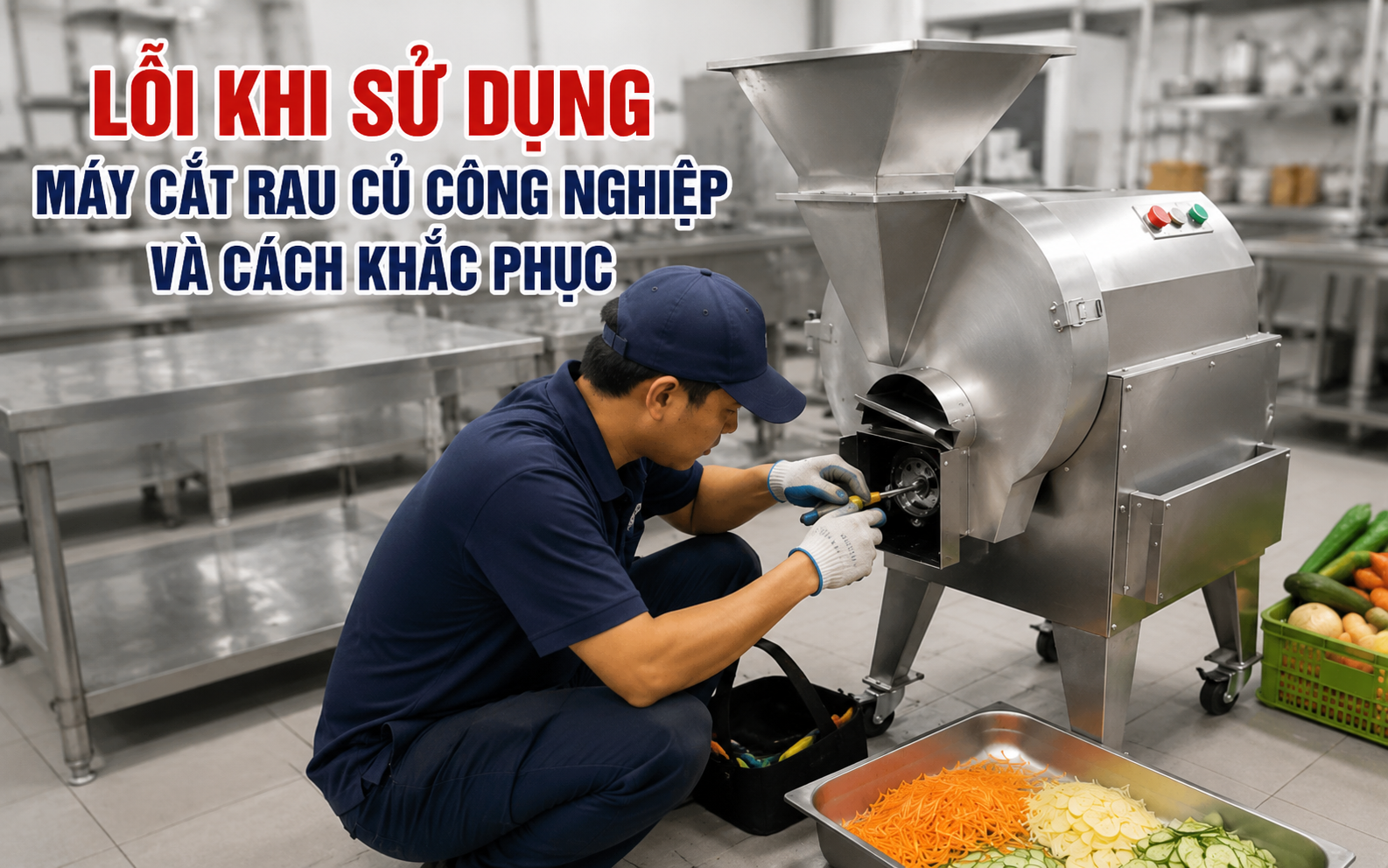 Lỗi khi sử dụng máy cắt rau củ công nghiệp và cách khắc phục