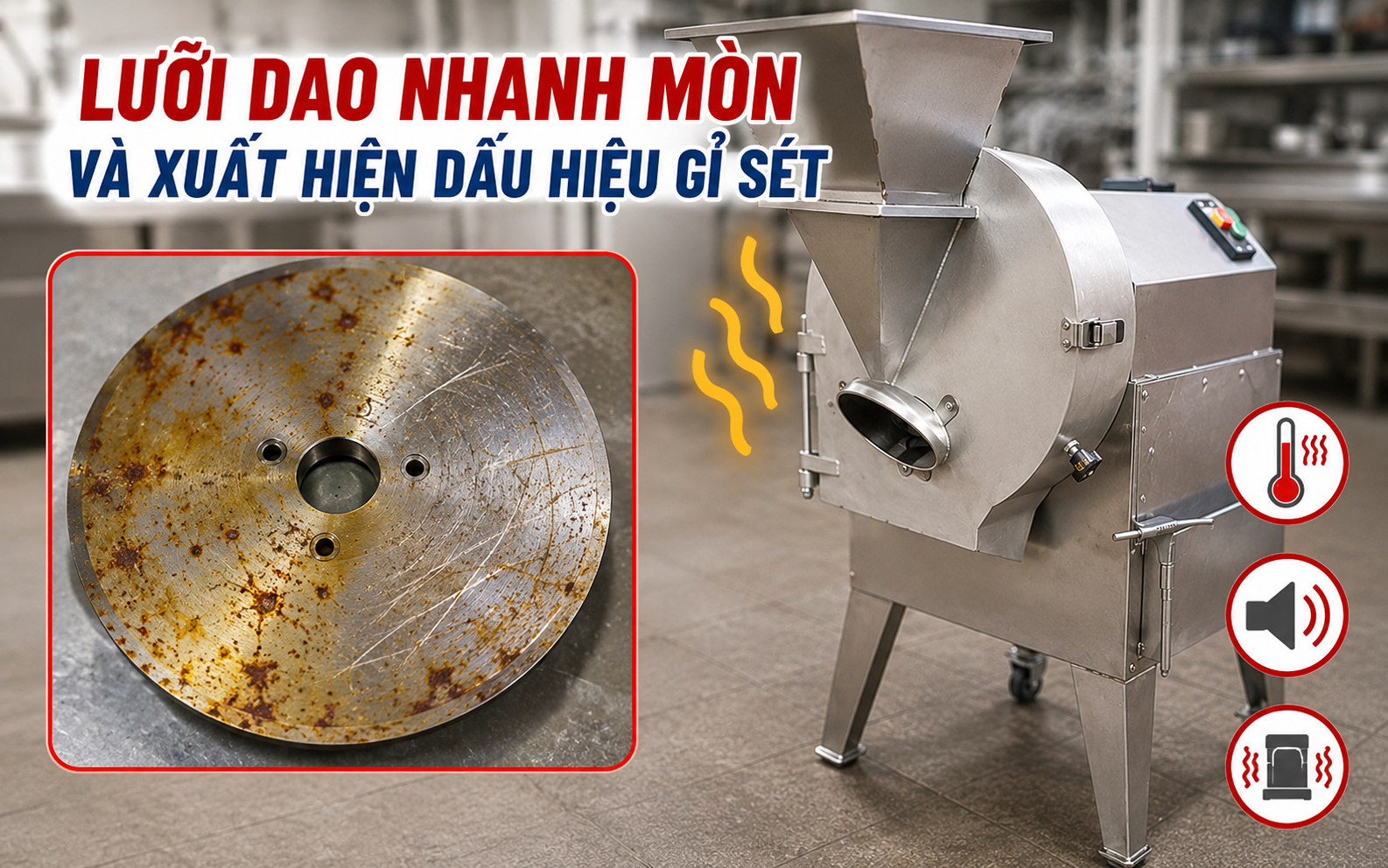 Lưỡi dao nhanh mòn và xuất hiện dấu hiệu gỉ sét