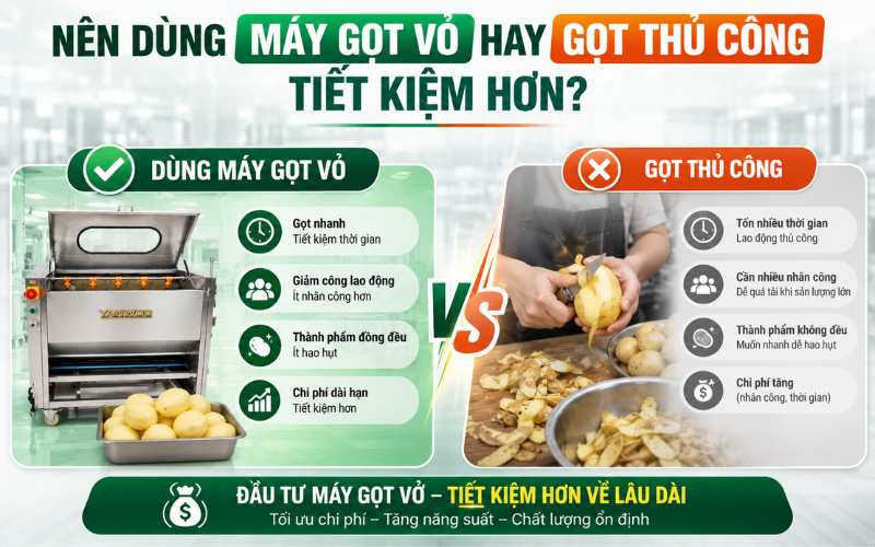 Nên dùng máy gọt vỏ hay gọt thủ công tiết kiệm hơn?