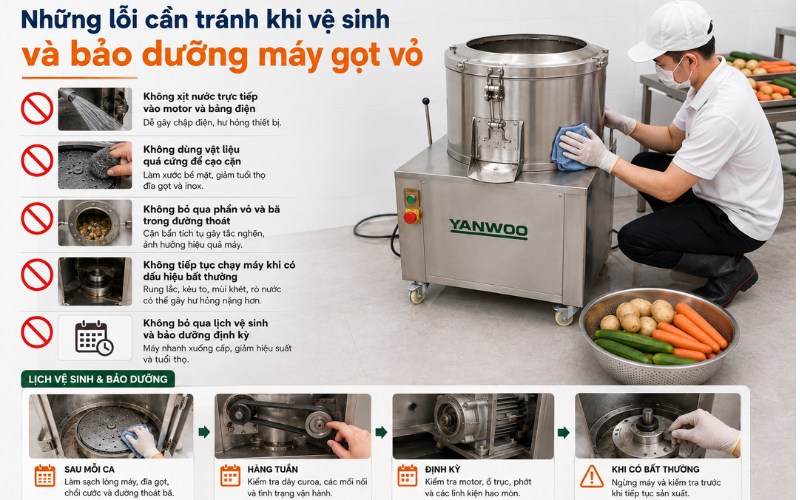 Những lỗi cần tránh khi vệ sinh và bảo dưỡng máy gọt vỏ