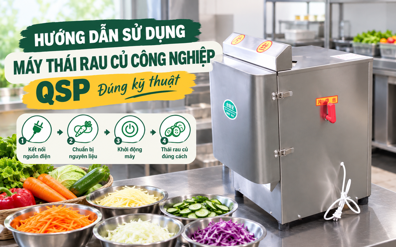 Hướng dẫn sử dụng máy thái rau củ công nghiệp QSP đúng kỹ thuật