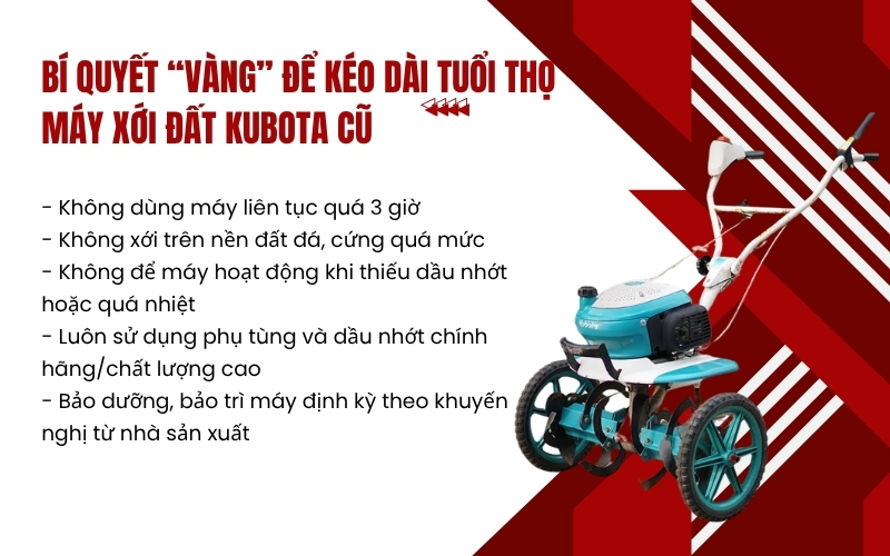 Bí quyết “vàng” để kéo dài tuổi thọ máy xới đất Kubota cũ